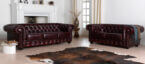 Bruine 3-zits en 2-zits Chesterfield banken en interieur