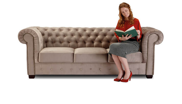 Edinburgh 3-zits Chesterfield beige