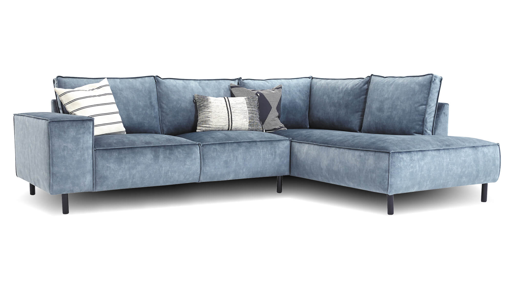 Manilla hoekbank velvet blauw