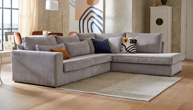 California hoekbank ribstof grijs Seats and Sofas