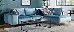 Manilla hoekbank velvet blauw