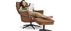 Taylor relaxfauteuil bruin met hocker