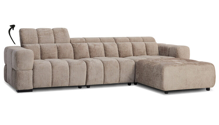 Beige 3-zits Cloud met hocker en verstelbare hoofdsteunen